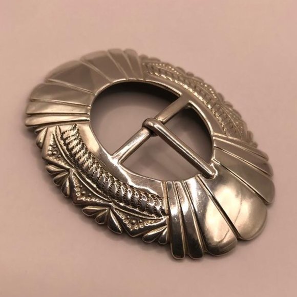 Sterling Southwestern Style Belt Buckle - Picture 4 of 8